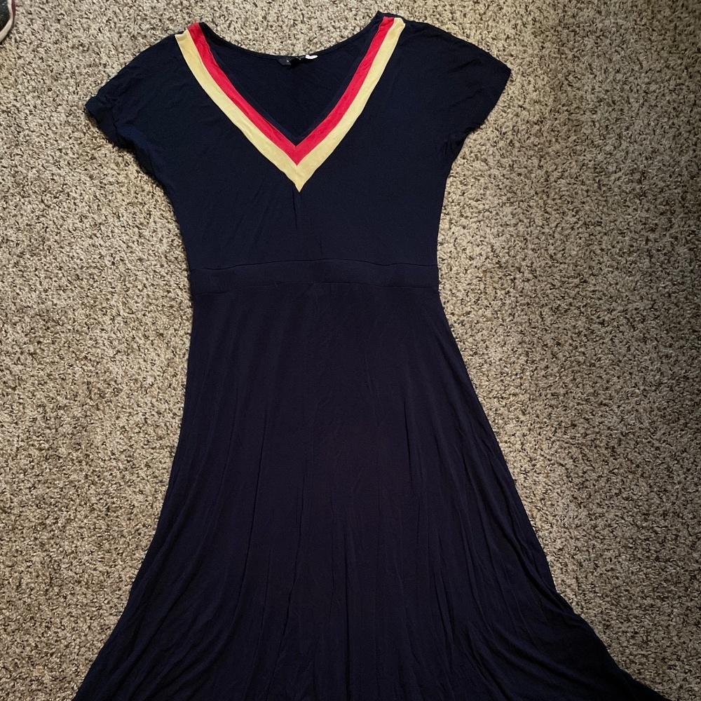 Navy Blue Mid Calf Dress